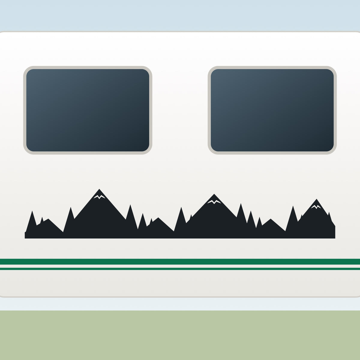 Sticker Bergpanorama an einer Wohnwagen-Wand