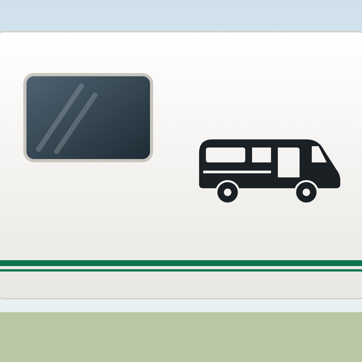 Sticker Wohnmobil an einer Wohnwagen-Wand
