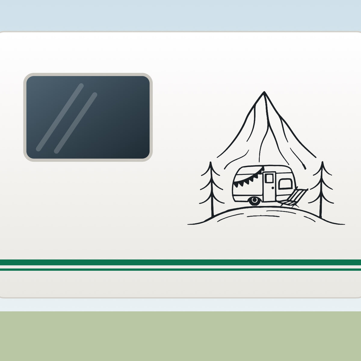 Sticker Wohnwagen Einachser an einer Wohnwagen-Wand
