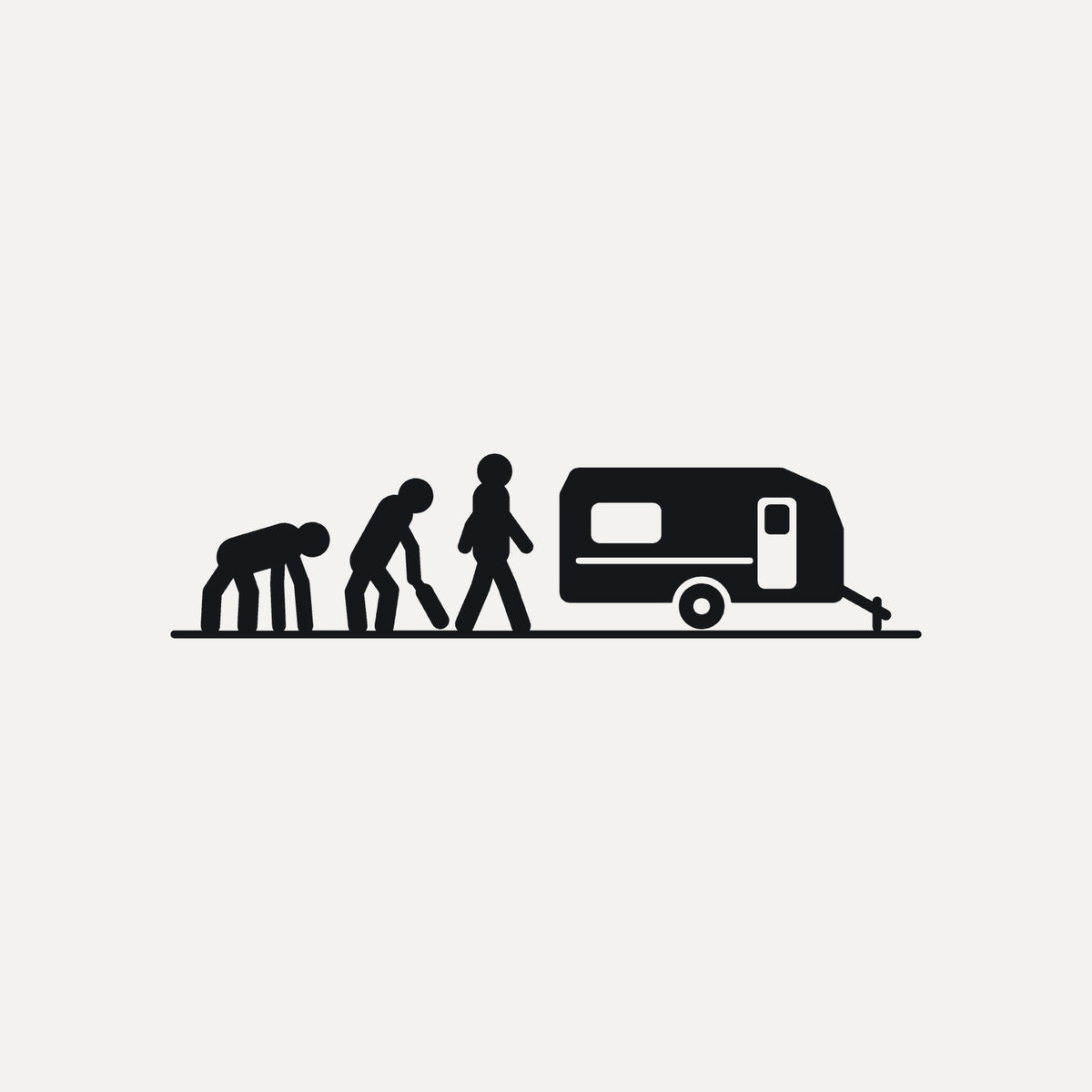 Sticker Evolution vom Affen zum Wohnwagen