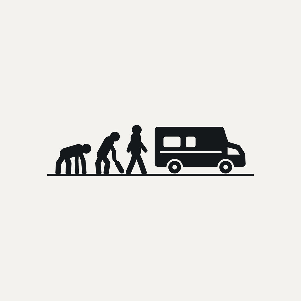 Sticker Evolution vom Affen zum Wohnmobil