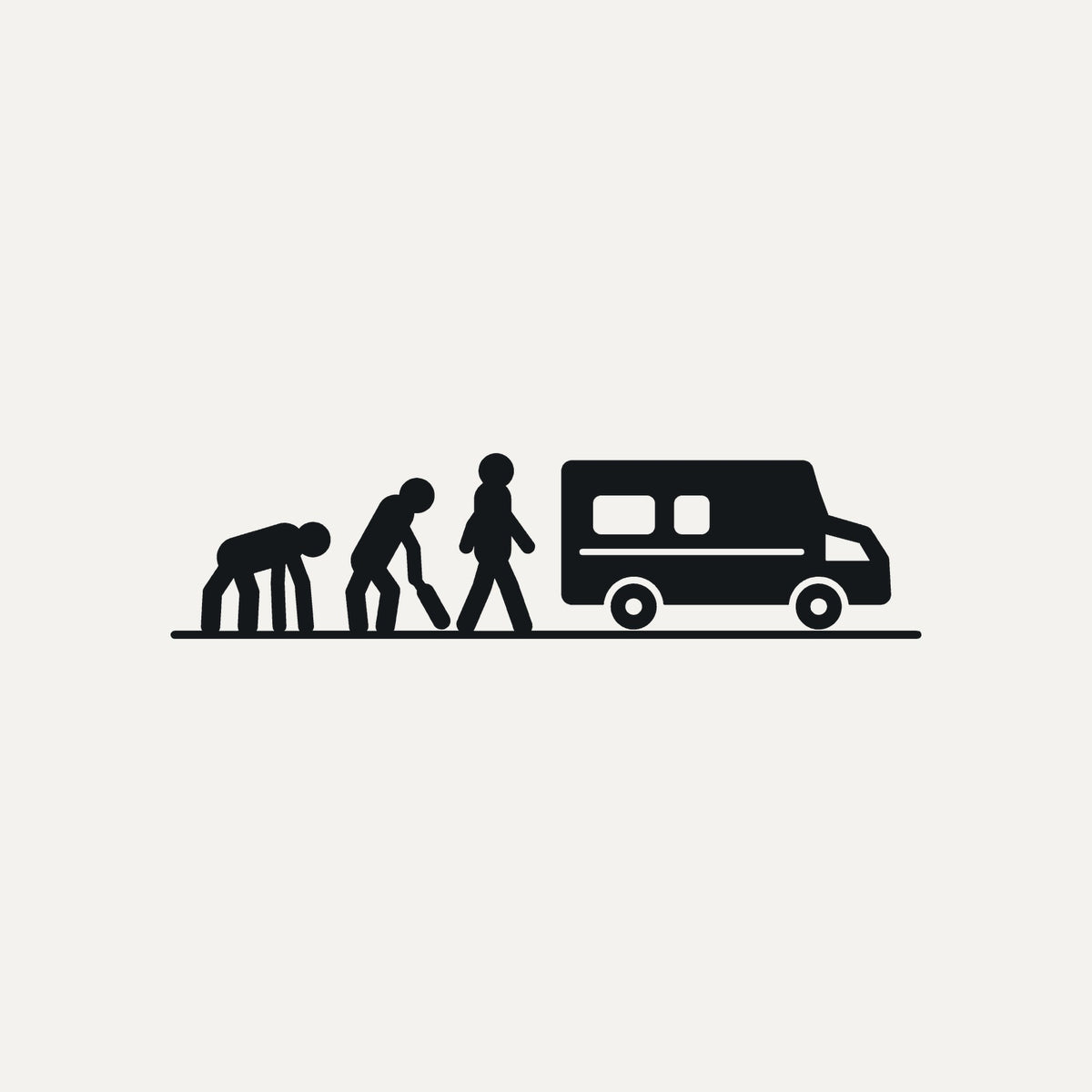 Sticker Evolution vom Affen zum Wohnmobil