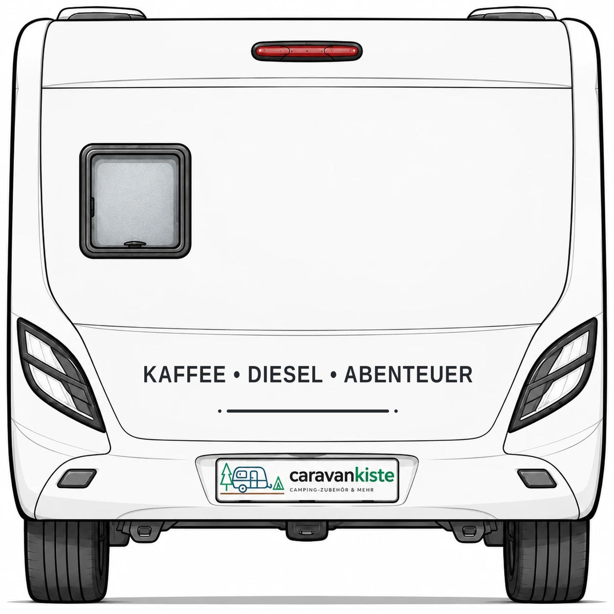Sticker am Wohnwagen-Heck – Titelbild