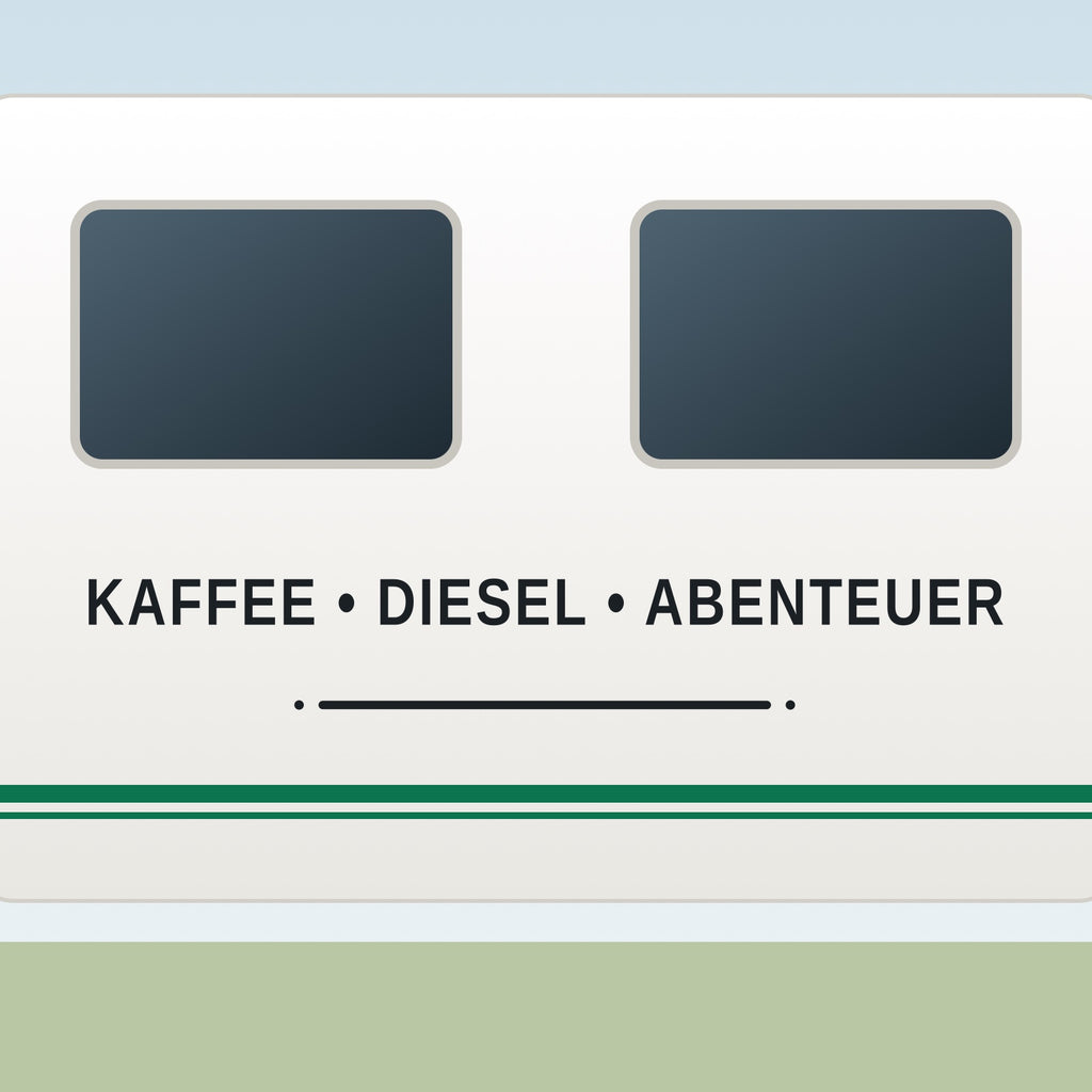 Sticker Kaffee • Diesel • Abenteuer an einer Wohnwagen-Wand