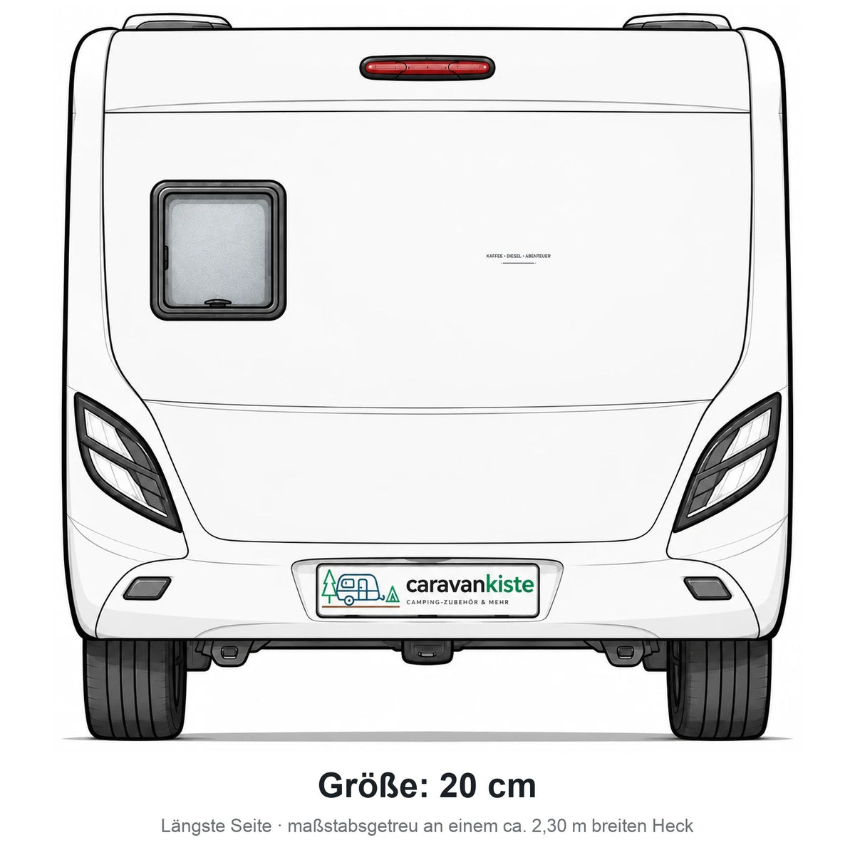 Größe 20 cm am Wohnwagen-Heck