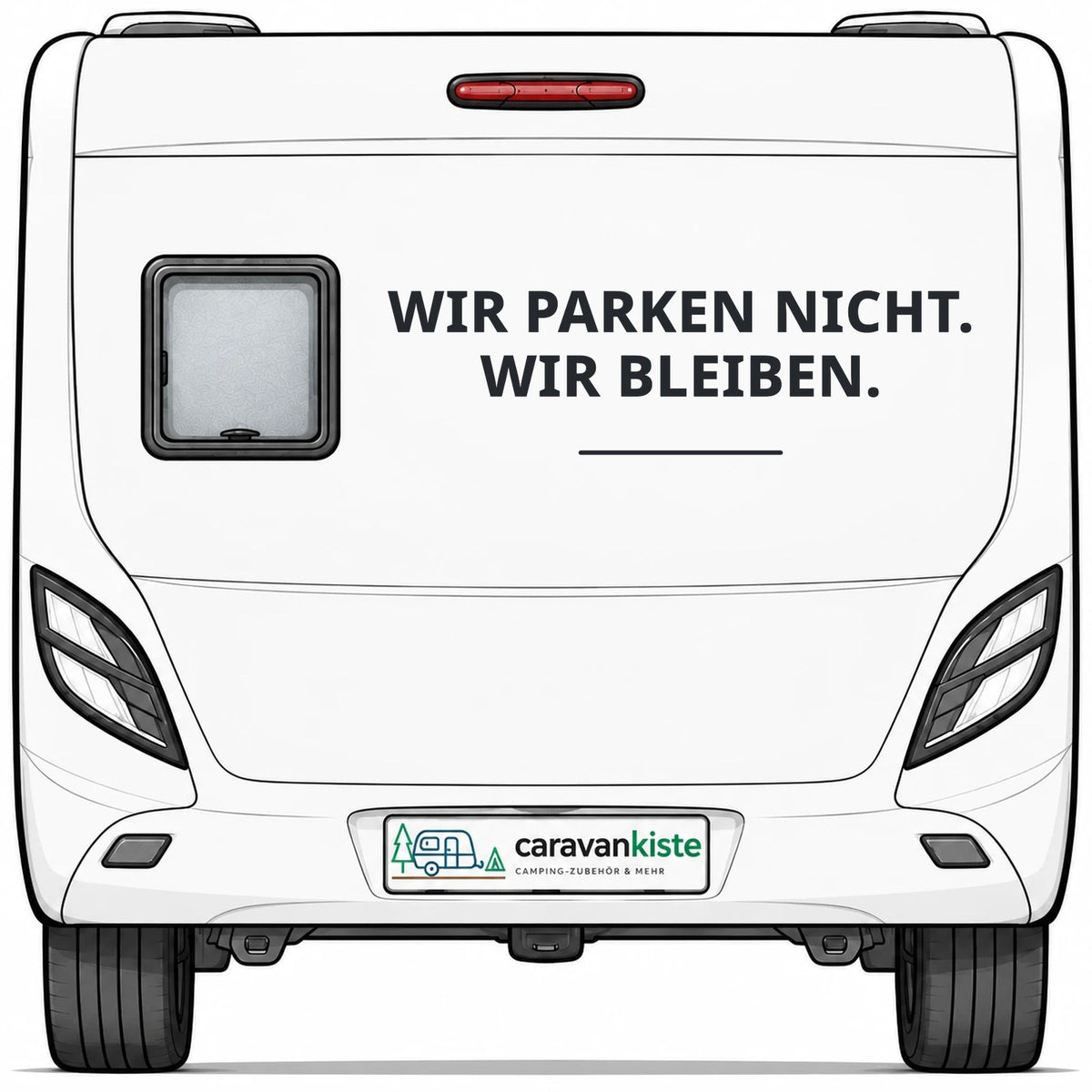 Sticker am Wohnwagen-Heck – Titelbild