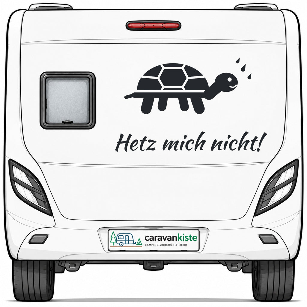 Sticker am Wohnwagen-Heck – Titelbild