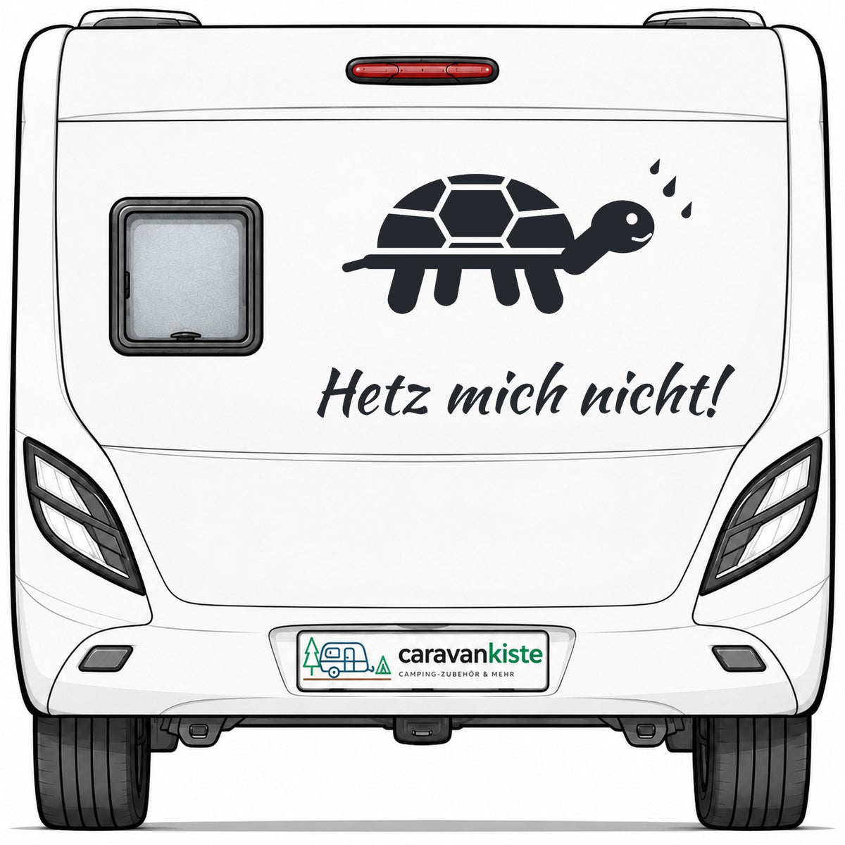 Sticker am Wohnwagen-Heck – Titelbild