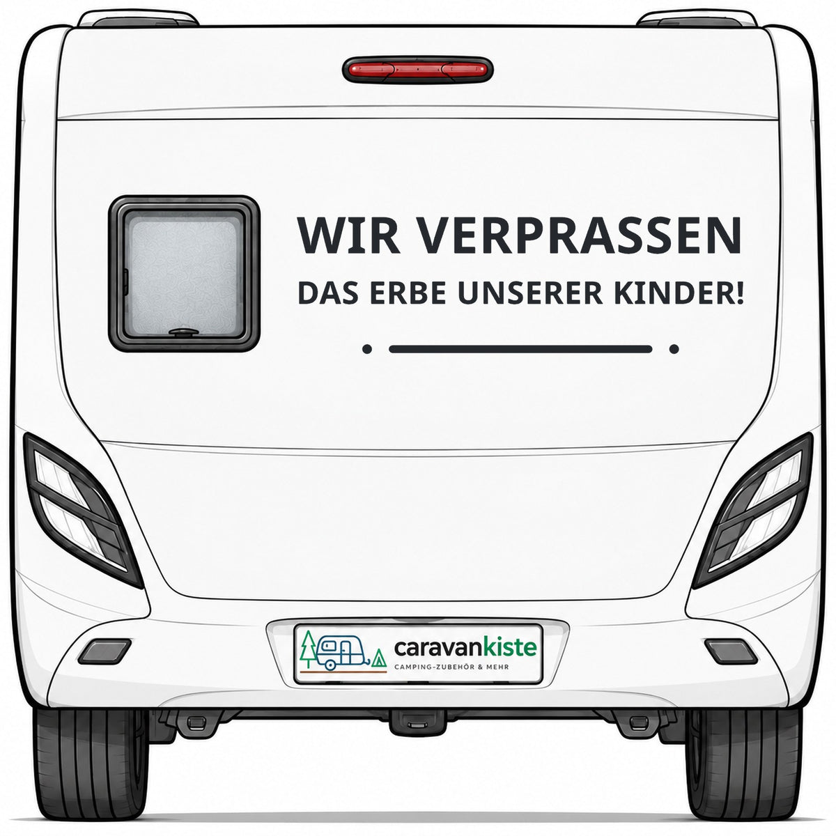 Sticker am Wohnwagen-Heck – Titelbild